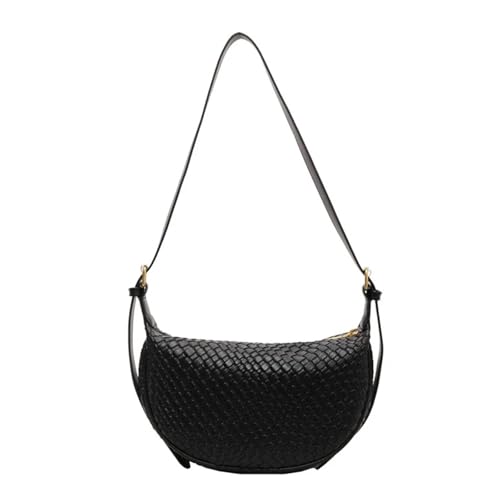 DYYEUAVT Weibliche Große Kapazität Handtasche Frauen Schulter Messenger Tasche Anmutige Weiche Leder Damen Umhängetasche Paket Woven Grain Tote(Black) von DYYEUAVT