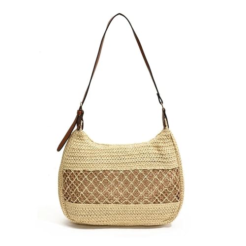 Strohtasche for den Strand, Boho, hohl gewebte Handtasche, große Kapazität, Handtasche, Schultertasche, Messenger-Tragetaschen for den Urlaub(Beige) von DYYEUAVT