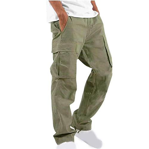 Dyhxuan Cargohose Herren Lang Einfarbig Baumwolle Arbeitshosen Baggy Chino Hosen Mit 6 Taschen Outdoor Wanderhose Trekkinghose Freizeithose Sporthose Gerade Hose mit Weitem Bein S-5XL (Plüsch/Nr) von Dyhxuan