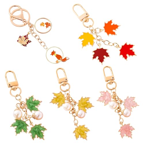 Herbstdeko Ahornblätter Schlüsselanhänger für Handtaschen,Ahornblätter Handtaschen Anhänger Taschenanhänger,Fall Decor Maple Leaves Charm für Frauen Herbst Thanksgiving Geschenk (01) von DZAY