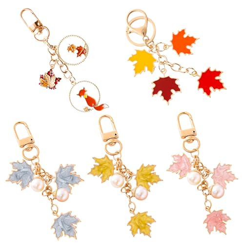 Herbstdeko Ahornblätter Schlüsselanhänger für Handtaschen,Ahornblätter Handtaschen Anhänger Taschenanhänger,Fall Decor Maple Leaves Charm für Frauen Herbst Thanksgiving Geschenk (02) von DZAY