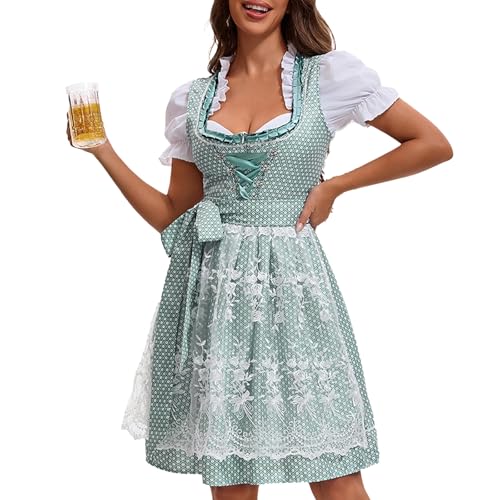 DZHCBNE 1 Satz Dirndl Damen Trachtenkleid, Dirndl Damen Retro Dirndelkleider, Trachtenkleid Trachtenmode Dirndlkomplettsets, Oktoberfest Outfit,Trachtenrock Kleid Für Oktoberfest Besondere Anlässe von DZHCBNE