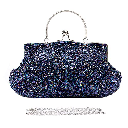 DZOZO DZOZO Vintage Floral Perlen Clutch Bag Damen Sparkly Purse Prom Hochzeitstasche Pearl Abendtasche Brauttasche für Frauen Party Handtasche von DZOZO