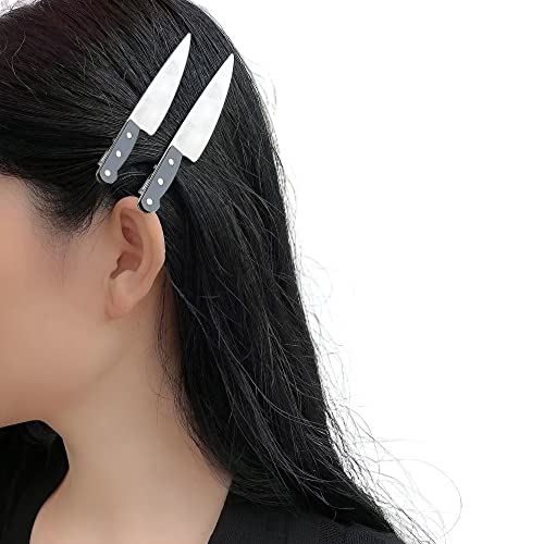 DZYUZK - 2er Pack - Damen Punk Messer Haarspange Mode Haarschmuck Mädchen Cosplay Party Haarspangen Schwarz 9,9 x 2,3 cm von DZYUZK