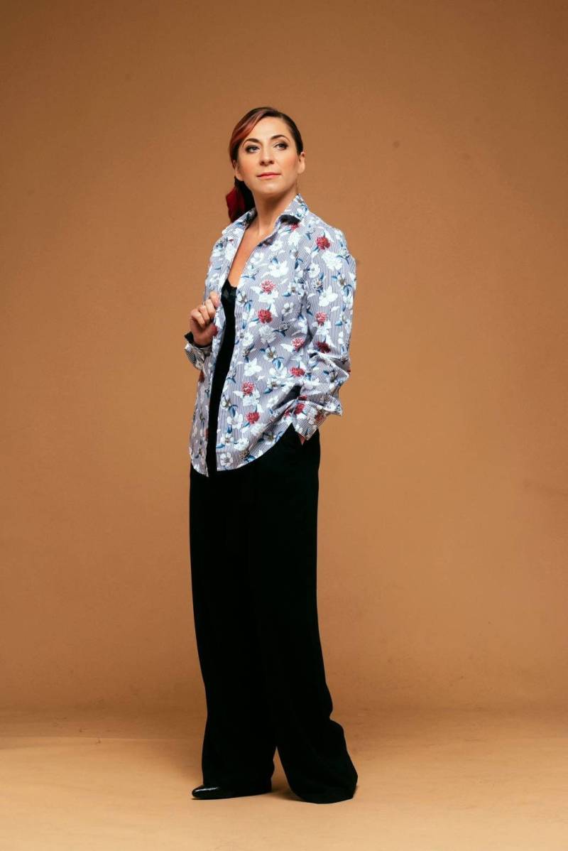 Blumendruck-Baumwollbluse Langarm-Button-Down-Shirt von DaDonnaBlouses