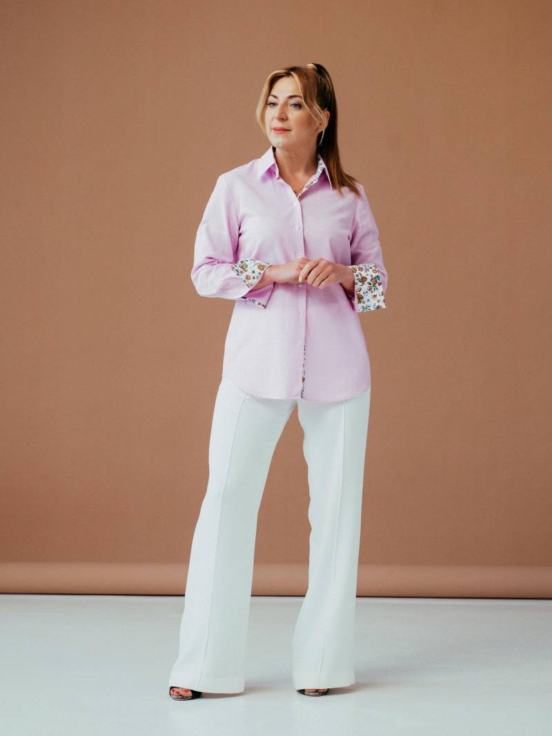 Rosa Leinenhemd Mit Knöpfen Für Frauen, Leinenoberteil Einzigartige Leinenbluse, Leinenkleidung Sommerbürobluse, Elegantes Hemd von DaDonnaBlouses