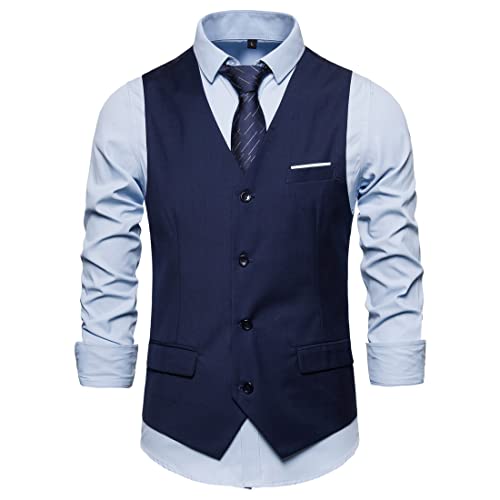 DaDuo Weste Herren V Ausschnitt Einfarbig Einreiher Jacke Herren Gastgeber Bankett Business Hochzeit All-Match Anzüge Weste Herren Slim Fit Einfachheit Lassig Weste Herren von DaDuo