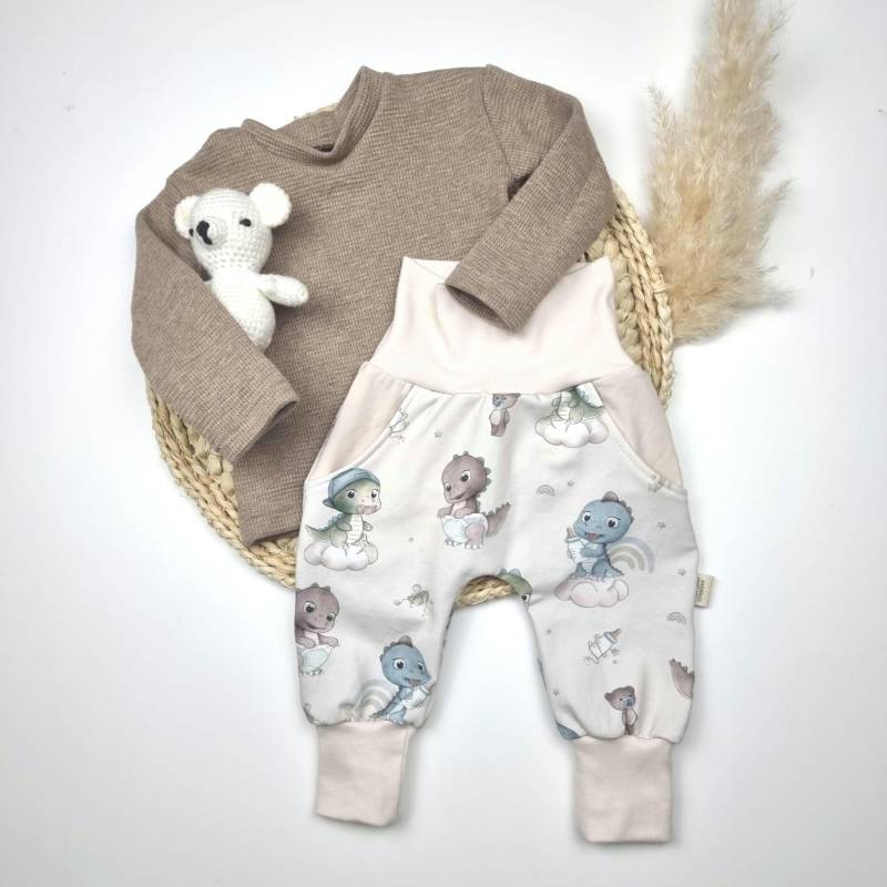 Baby Set Genderneutral Verschiedene Größen Pumphose French Terry Dinobabys Sweater Waffeljersey Braun Melange Geschenk Zur Geburt von DaLeAnncreative
