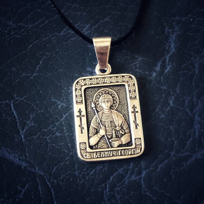 Heiliger Georg Der Siegreiche Anhänger Halskette. Religiöse Ikone. Сhristian Сharm von DaLeeShop