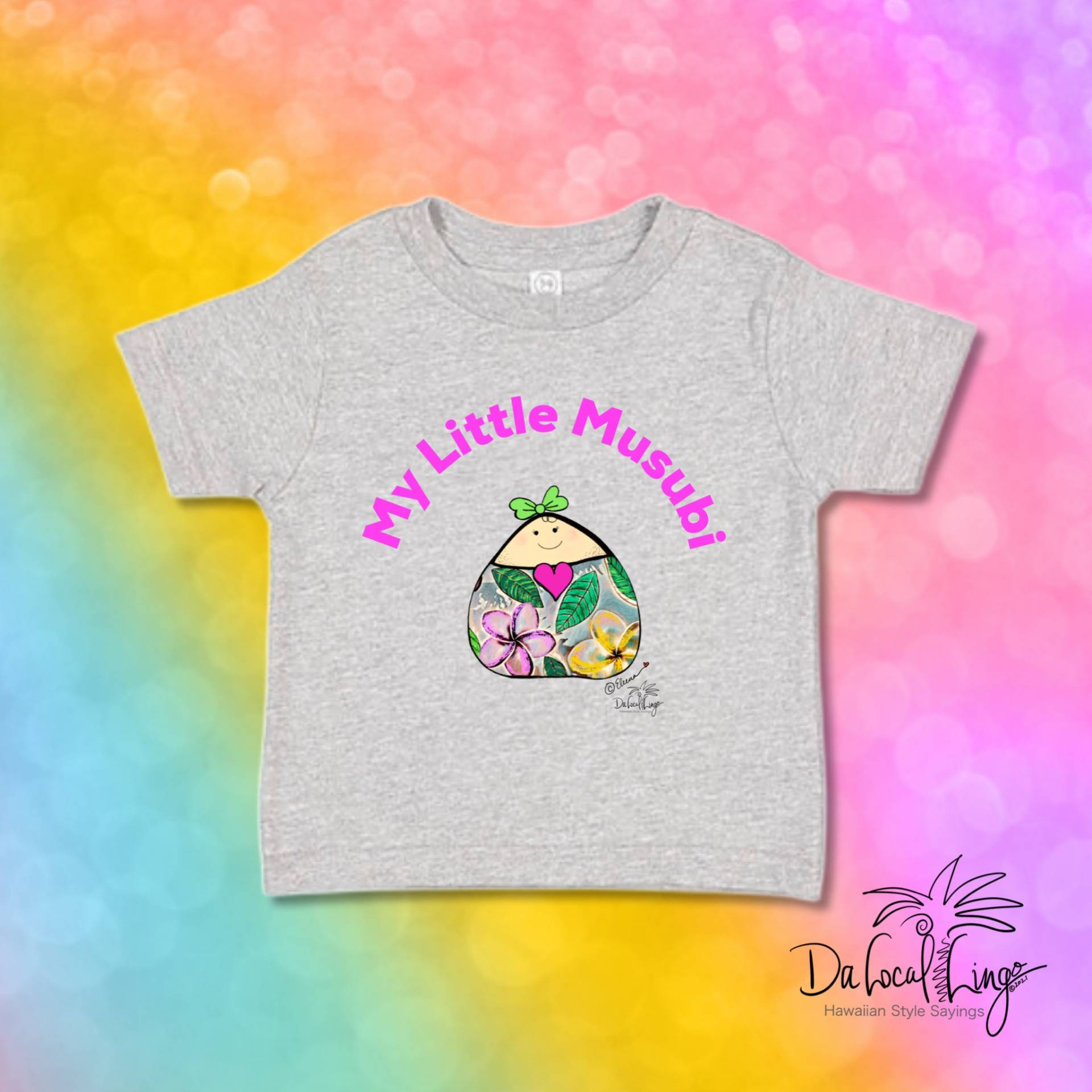 My Little Musubi Kleinkind Mädchen Kurzarm Hase Haut 3321 Marke T-Shirt, Hawaii Stil Sprüche Auf Tees, Süßes Mussubi Design, Tolle Geschenke von DaLocalLingo