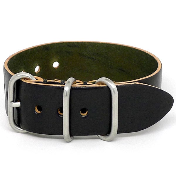 Shell Cordovan 1 Stück Militär Armband - Schwarz | Matte Schnalle von DaLucaStraps