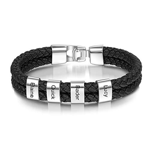Personalisiertes Herrenarmband mit Gravur Namensarmband Herren Armband Gravur Geschenk für Papa Männer Armband mit Gravur (Design 1-4 Namen) von DaMei