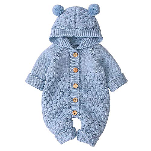 DaMohony Neugeborenes mit Kapuze Strick Strampler, Baby Overalls Einteiliger Body Oberbekleidung Niedliche Kleinkind Kleidung von DaMohony