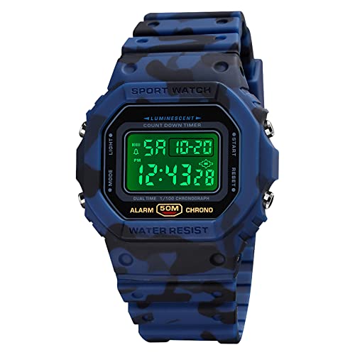 Digitaluhr für Herren, Erwachsene Digital Quarz Uhr Mit PU-Armband, Digitale Sportuhr, wasserdichte Elektronische LED-Armbanduhr, Lässige Armbanduhr mit LED-Hintergrundbeleuchtung von DaMohony