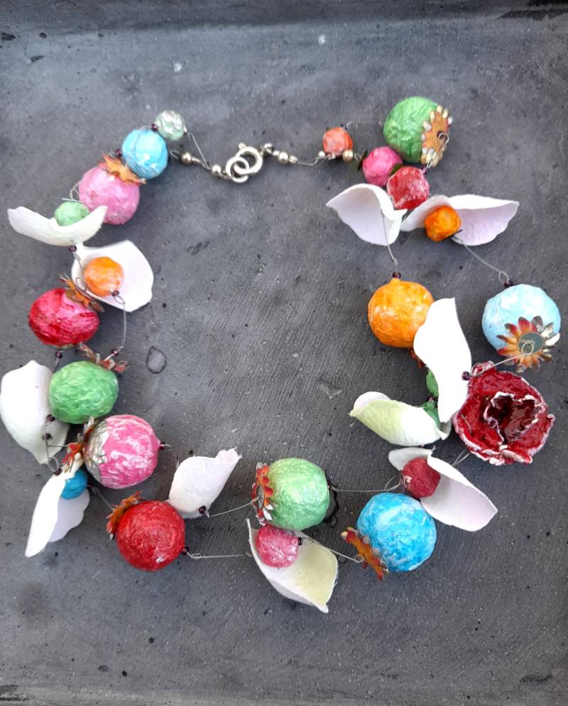 Halskette, Papiermaché, Bunt, Boho, Statement Kette, Unikat Handgemacht, Geschenk Frauen, Kunst Halskette, Papiermaché, Bunt, Boho, Statement Kette, Unikat Handgemacht, Geschenk Frauen, Kunst von DaPaPuli