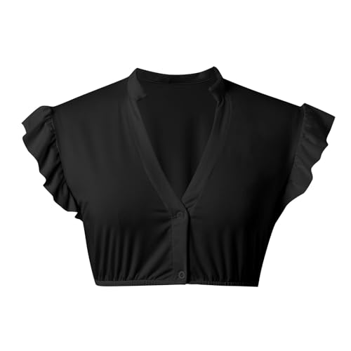 DaPongZhi Dirndl Bluse Damen Weiß Dirndlbluse Spitze Trachtenbluse Baumwolle Trachten Kurzarm Hochgeschlossen V-Ausschnitt Elegante Hollow Out Spitzenbluse Für Bayrische Oktoberfest Kostüm von DaPongZhi