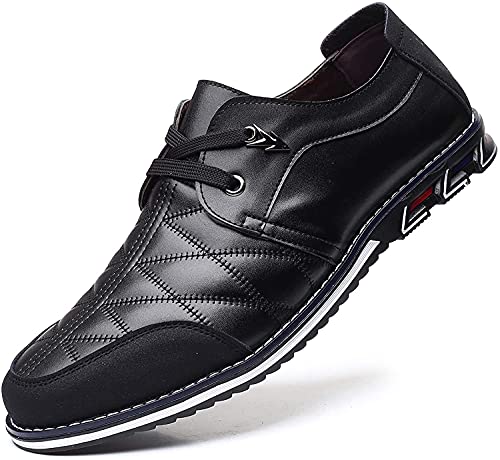 DaYee Herren Freizeitschuhe Sneakers Loafers Atmungsaktiv Komfort Wanderschuhe Mode Fahren Schuhe Luxus Leder Schuhe (50EU, Schwarz) von DaYee