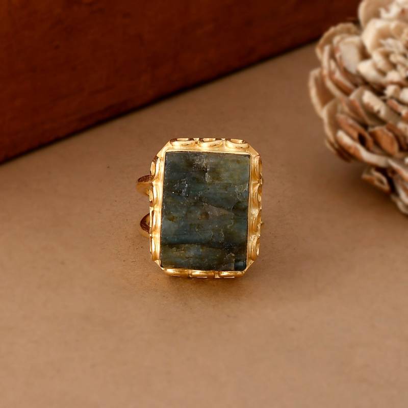 Natürlicher Labradorit Ring, Vergoldeter Vorschlag Handgefertigter Wunderschöner Boho Edelstein Geburtstag Geschenk von Daanijewels