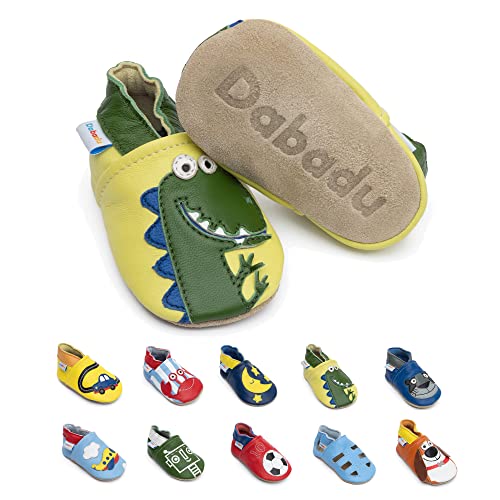 Dabadu Babyschuhe aus Leder - Babyschuhe mit weicher Sohle - Schuhe für die ersten Schritte (Dinosaurier, EU Schuhgrößensystem, Baby, Herren, Alter (von/bis), M, 18 Monate, 24 Monate) von Dabadu