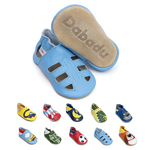 Dabadu Babyschuhe aus Leder - Babyschuhe mit weicher Sohle - Schuhe für die ersten Schritte (Sandalen Blau, EU Schuhgrößensystem, Baby, Herren, Alter (von/bis), M, 0 Monate, 6 Monate) von Dabadu