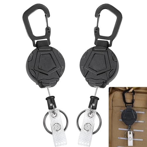 DabbOo Schlüsselanhänger Ausziehbar 2 Stück Einziehbarer Schlüsselanhänger Karabiner Verstellbarer Schlüsselanhänger mit Retraktor Keychain für Kartenhalter Ausweis, Kartenhalter, Schlüsselkarten von DabbOo