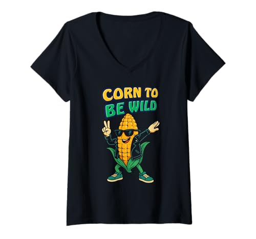 Damen Dabbing Corns to Be Wild Funny Cob Farmers Lover Foodie T-Shirt mit V-Ausschnitt Damen Dabbing Corns to Be Wild Funny Cob Farmers Lover Foodie T-Shirt mit V-Ausschnitt von Dabbing Corns To-Be Wild Cob Farmers Foodie