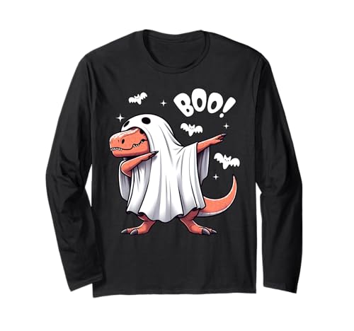 Men Women Kids Funny Dabbing Dinosaur Spooky Halloween Boo Langarmshirt von Dabbing Dino Halloween Fun Costume Animal Lover