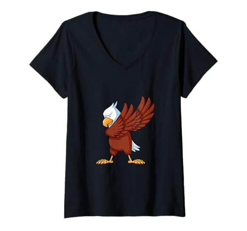 Damen Adler Dabbing Lustiger Tanzender Adler T-Shirt mit V-Ausschnitt Damen Adler Dabbing Lustiger Tanzender Adler T-Shirt mit V-Ausschnitt von Dabbing Eagle Collection