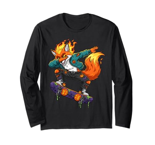 Dabbing Fox Halloween Trick or Treat Vibes for Kids Langarmshirt von Dabbing Fox Halloween