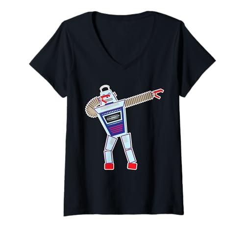 Damen Dabbing Shirt: Dabbing Robot T-Shirt mit V-Ausschnitt Damen Dabbing Shirt: Dabbing Robot T-Shirt mit V-Ausschnitt von Dabbing Robot Kids TShirts