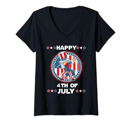 Damen Dabbing Uncle Sam America Flag Patriotic 4th of July T-Shirt mit V-Ausschnitt Damen Dabbing Uncle Sam America Flag Patriotic 4th of July T-Shirt mit V-Ausschnitt von Dabbing Uncle Sam 4th Of July America Flag