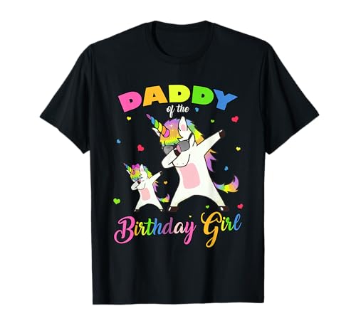 Daddy of the Birthday Girl Dabbing Einhorn Prinzessin und Papa T-Shirt von Dabbing Unicorn Birthday Girl Daddy Shirt