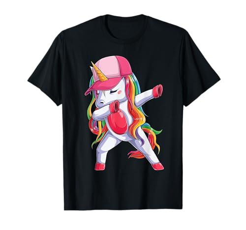 Dabbing Einhorn T-Shirt Mädchen Kinder Frauen Regenbogen Einhörner T-Shirt von Dabbing Unicorn T-Shirt