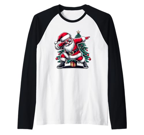 Dabbing Weihnachtsmann Lustige Weihnachten für Jungen Kinder Raglan von Dabbing Weihnachtsmann Weihnachten Jungen Kinder