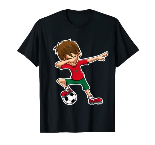 Dabbing Soccer Boy Marokko Trikot Marokko Flagge Jersey T-Shirt von Dabbing World Soccer Team FC