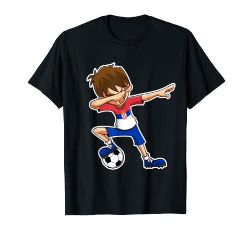 Dabbing Soccer Boy Serbien Trikot, Serbisch Kinder Geschenke T-Shirt von Dabbing World Soccer Team FC