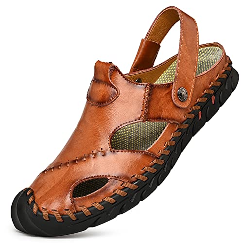 Dabbqis Herren-Sandalen, Leder, geschlossene Zehen, Outdoor, Sommer, rutschfest, Strandsandalen, Braun 2, 41 EU Dabbqis Herren-Sandalen, Leder, geschlossene Zehen, Outdoor, Sommer, rutschfest, Strandsandalen, Braun 2, 41 EU von Dabbqis
