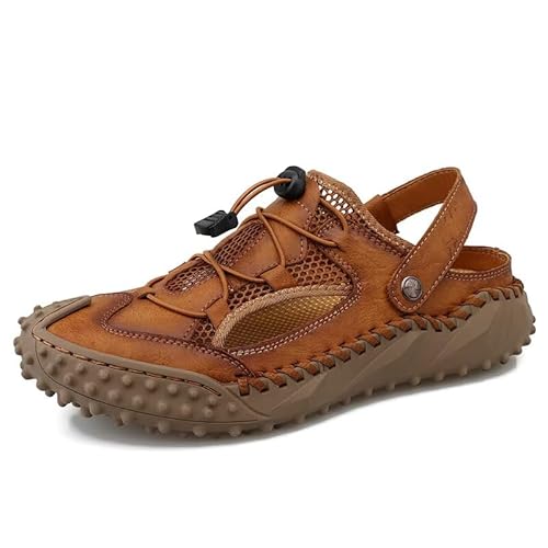 Dabbqis Herren-Sandalen, Leder, geschlossene Zehen, Outdoor, Sommer, rutschfest, Strandsandalen, Brown3012, 41 EU Dabbqis Herren-Sandalen, Leder, geschlossene Zehen, Outdoor, Sommer, rutschfest, Strandsandalen, Brown3012, 41 EU von Dabbqis