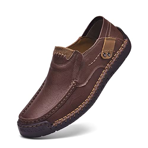 Dabbqis Lässige Herren-Schlupfschuhe aus Leder, bequeme Herren-Loafer für Herren, braun, 39 2/3 EU von Dabbqis