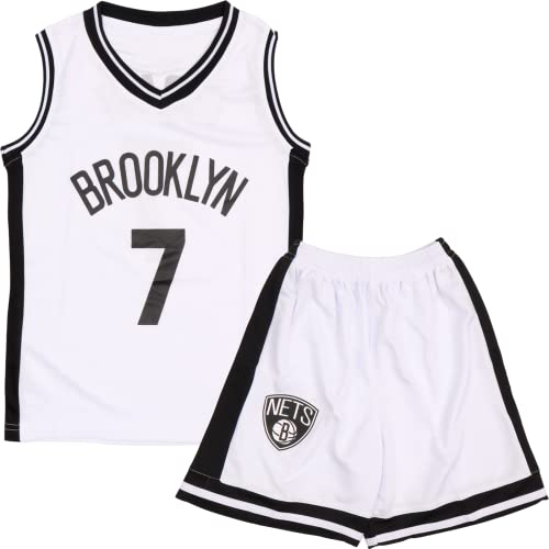 DaceStar Basketball Trikot Kinder, 7 Basketball Kleidung Kinder, Basketball Trainings Ärmellos Trikot und Short, Jungen Basketball Trikot, Kinder Basketball Trikot Set für 4-14 Jahre, weiß S von DaceStar