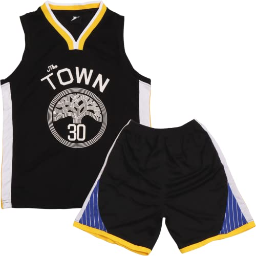 DaceStar Basketball-Outfit für Kinder, 2-teiliges Set für Kinder, Basketballtrikot für Kinder, Basketballtrikot für Kinder, Weste und Shorts für Kinder, Schwarz -1, 6-8 Jahre von DaceStar