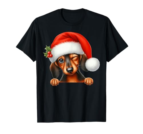 Dackel Hund Weihnachten Weihnachtsmannmütze Hund Mama Papa T-Shirt Dackel Hund Weihnachten Weihnachtsmannmütze Hund Mama Papa T-Shirt von Dachshund Dog Tees NYC