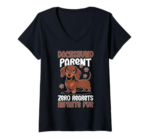 Damen Dackel-Hund T-Shirt mit V-Ausschnitt von Dachshund Gifts for Men and Women