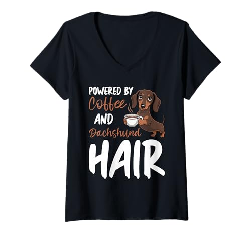 Damen Dackel-Hund T-Shirt mit V-Ausschnitt von Dachshund Gifts for Men and Women