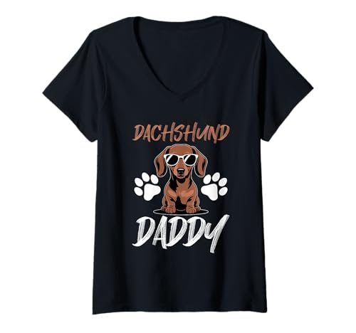 Damen Dackel-Hund T-Shirt mit V-Ausschnitt von Dachshund Gifts for Men and Women