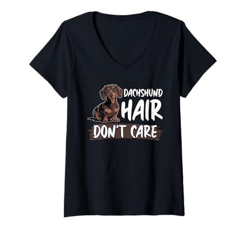 Damen Dackel-Hund T-Shirt mit V-Ausschnitt von Dachshund Gifts for Men and Women