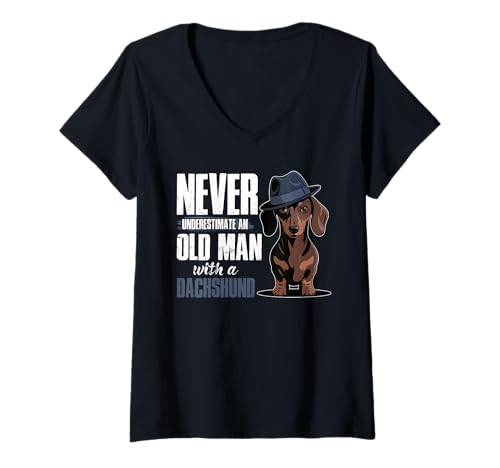 Damen Dackel-Hund T-Shirt mit V-Ausschnitt von Dachshund Gifts for Men and Women