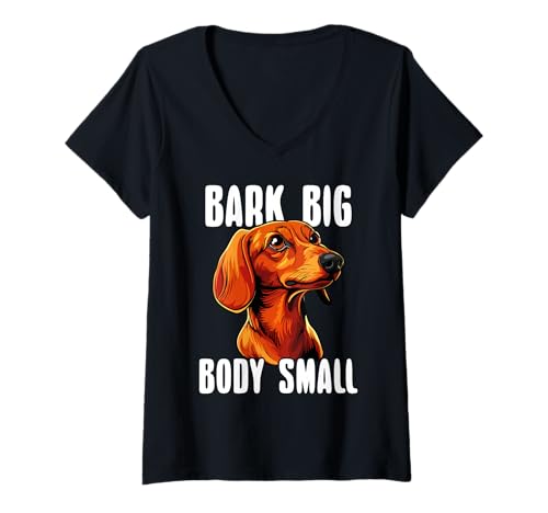 Damen Lauter Dackel Doxie Stolz Lustige Welpen Bekleidung T-Shirt mit V-Ausschnitt Damen Lauter Dackel Doxie Stolz Lustige Welpen Bekleidung T-Shirt mit V-Ausschnitt von Dachshund Liebhaber Lustiger Dackel Wortwitz