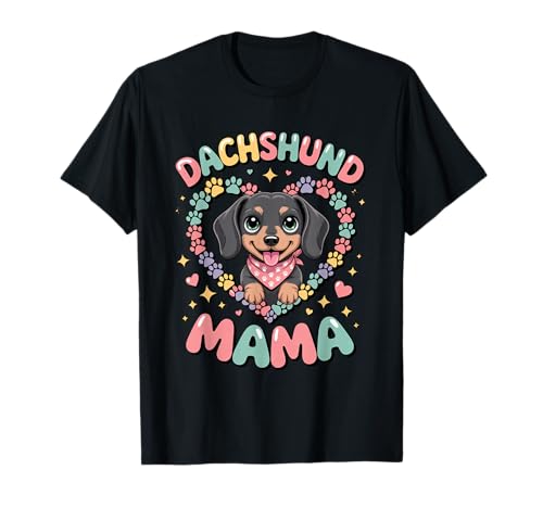 Dackel Mama Colorful Doxie Chiweenie Wiener Dog Mom T-Shirt von Dachshund Lover Apparel For Women Girls