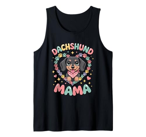 Dackel Mama Colorful Doxie Chiweenie Wiener Dog Mom Tank Top von Dachshund Lover Apparel For Women Girls
